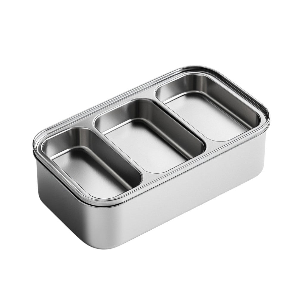 Tabgo Leak-Proof Lunch Box - 3-Compartment Stainless Steel - Professional Grade Food Storage - 1200ml Capacity - For School & Office