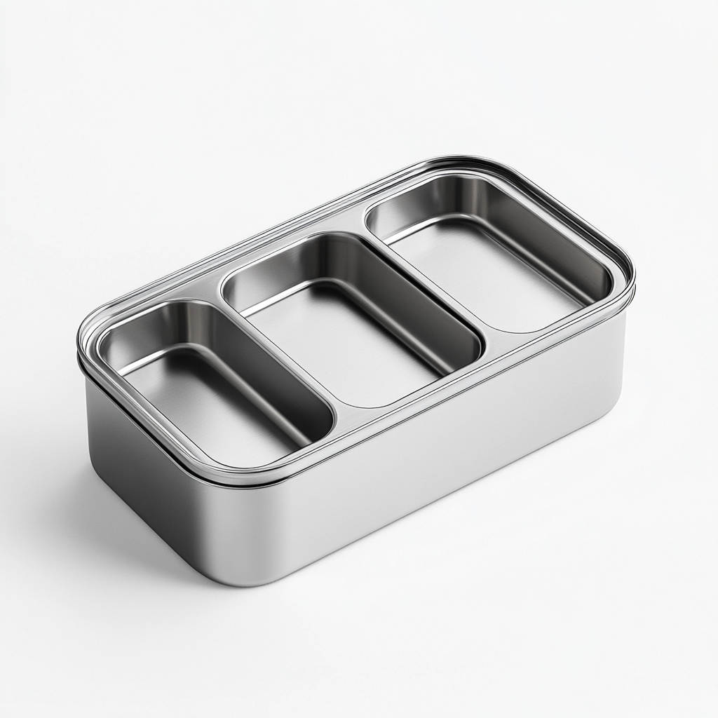Tabgo Leak-Proof Lunch Box - 3-Compartment Stainless Steel - Professional Grade Food Storage - 1200ml Capacity - For School & Office